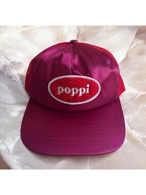 POPPI Pink Red Mesh Trucker Hat Cap NEW without tags